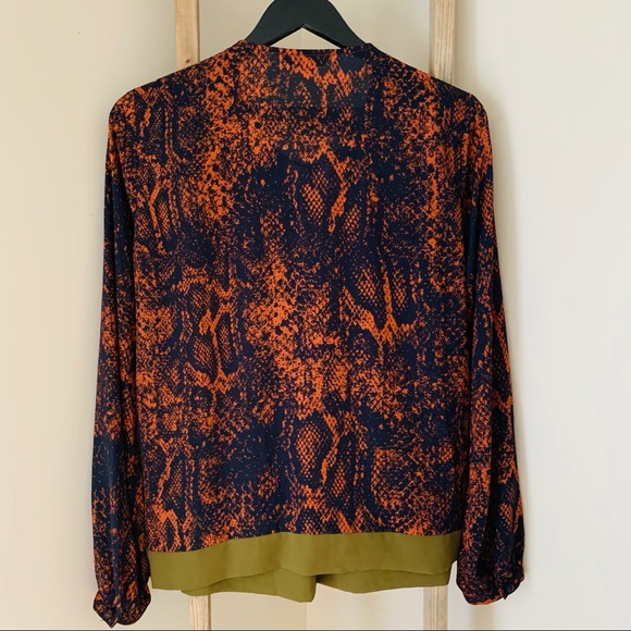 CAbi 101 Python Print Border Wrap Blouse, Medium - Picture 10 of 15